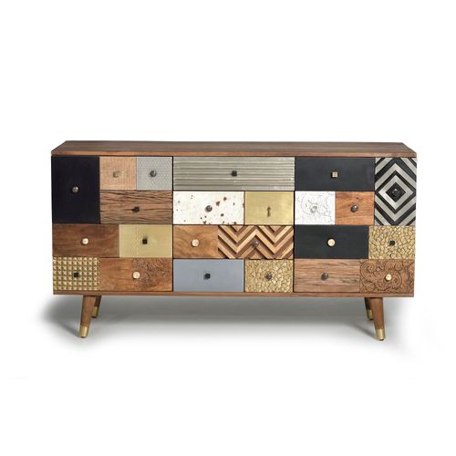 Buffet En Bois De Manguier Et Détails Multicolores