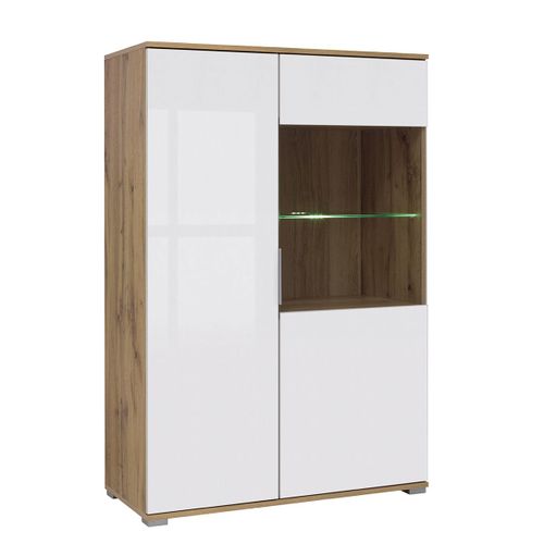 Vaisselier 2 Portes Stratifiés Blanc Et Bois