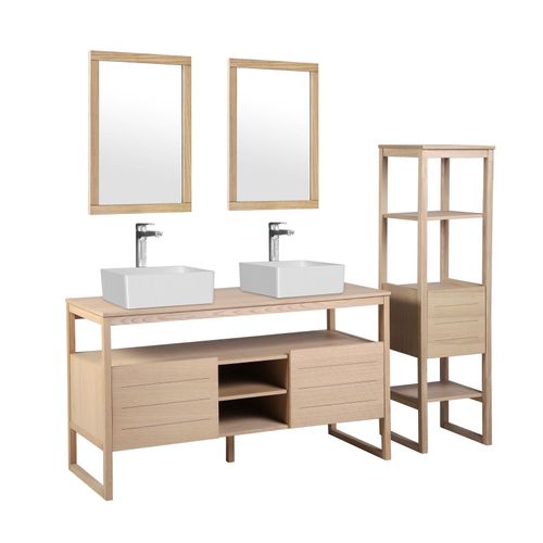 Meuble De Salle De Bain Avec Colonne, Miroirs Et Vasques