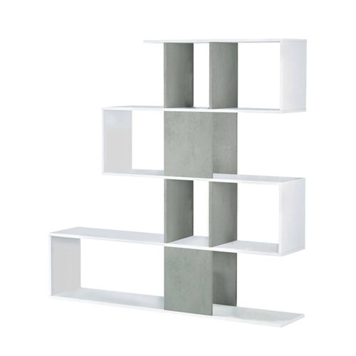 Bibliothèque Effet Bois Blanc, Ciment 145x29 Cm