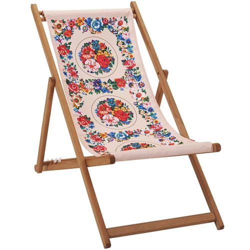 Chilienne Pliante En Hêtre Et Imprimé Fleuri Nude