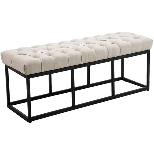 Banquette Avec Pieds En Métal Assise En Tissu Crème