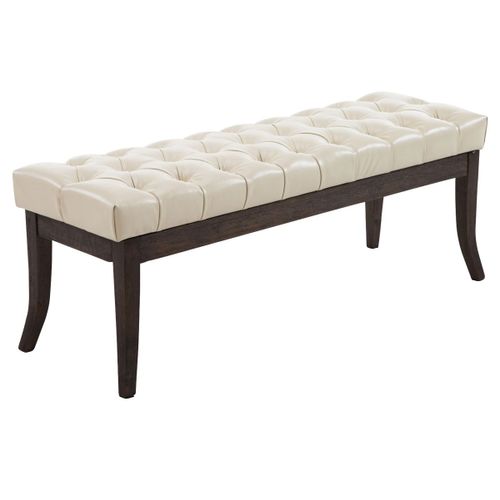 Banquette Avec Pieds En Bois Assise En Similicuir Crème