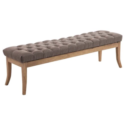 Banquette Avec Pieds En Bois Assise En Tissu Taupe