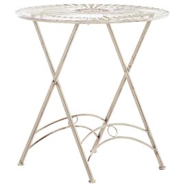Table De Jardin Ronde En Métal Crème Antique