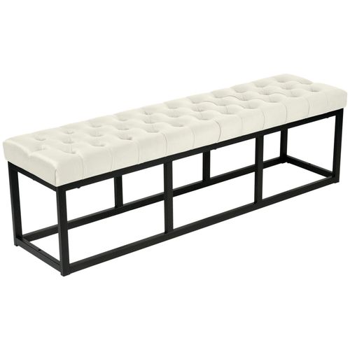 Banquette Avec Cadre En Métal Et Assise En Velours Crème