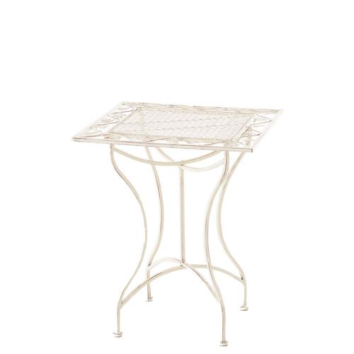 Table De Jardin Carrée Résistante En Métal Crème Antique