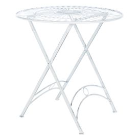 Table De Jardin Ronde En Métal Blanc Antique