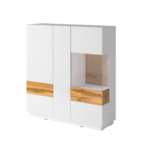 Vaisselier 3 Portes Stratifiés Blanc Et Naturel