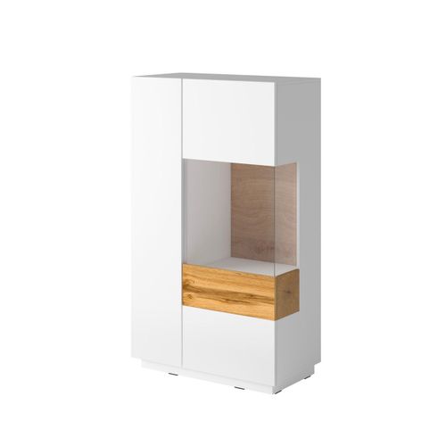 Vaisselier 2 Portes Ouverture Droite Stratifiés Blanc Et Naturel