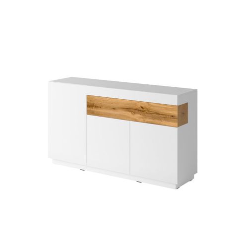 Buffet 3 Portes 1 Tiroir Stratifiés Blanc Et Naturel