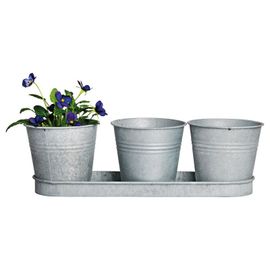 Set 3 Pots De Fleur En Zinc