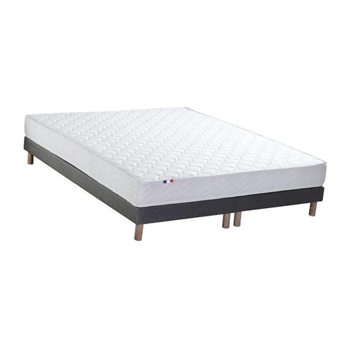 Ensemble Matelas Accueil Latex 3 Zones Sommier Gris 160x200