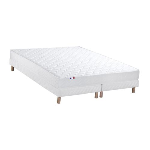 Ensemble Matelas Accueil Latex 3 Zones Sommier Blanc 160x200