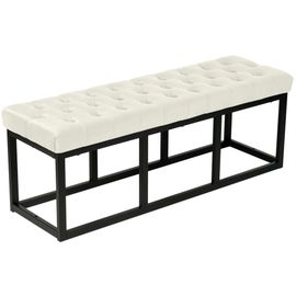Banquette Avec Cadre En Métal Et Assise En Velours Crème