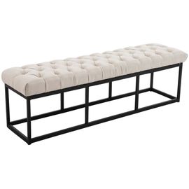 Banquette Avec Pieds En Métal Assise En Tissu Crème