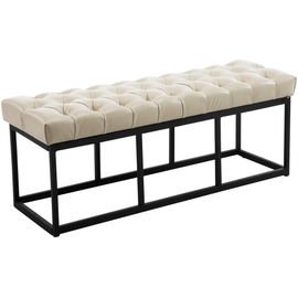 Banquette Avec Pieds En Métal Assise En Similicuir Crème