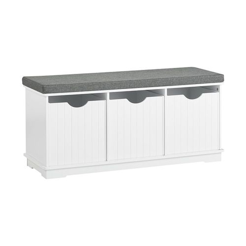Banc De Rangement Avec 3 Cubes Et Coussin Rembourré Effet Bois Blanc