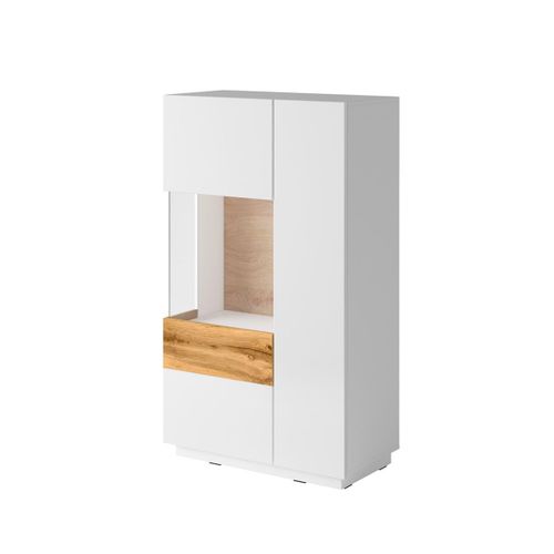 Vaisselier 2 Portes Ouverture Gauche Stratifiés Blanc Et Naturel