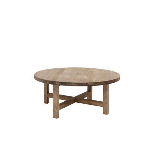 Table Basse En Bois De Sapin Vieilli Ø80x35cm
