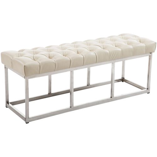 Banquette Avec Pieds En Métal Assise En Similicuir Crème