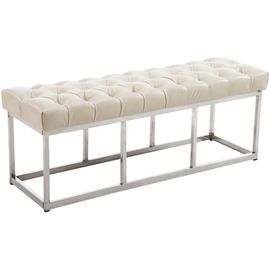 Banquette Avec Pieds En Métal Assise En Similicuir Crème