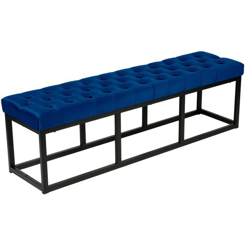 Banquette Avec Cadre En Métal Et Assise En Velours Bleu