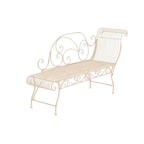 Chaise Longue D'extérieur Avec Accoudoirs En Métal Crème Antique