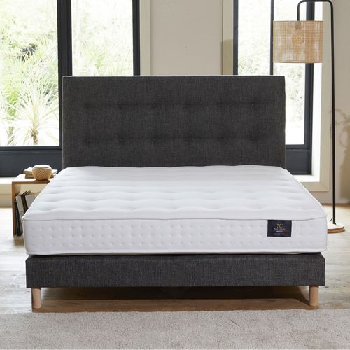 Ensemble Matelas Latex Naturel + Sommier Gris Éléphant 140x190