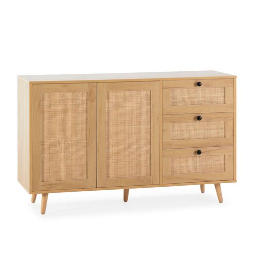 Buffet 3 Tiroirs Et 2 Portes En Chêne, 120 Cm