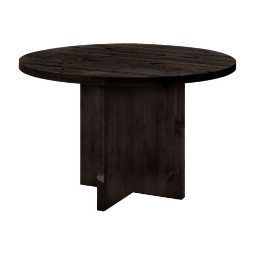 Table À Manger Ronde En Bois De Sapin Noir De Ø110x75cm