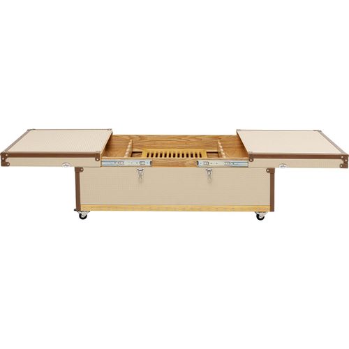 Table Basse Bar En Simili Cuir Crème Tressé