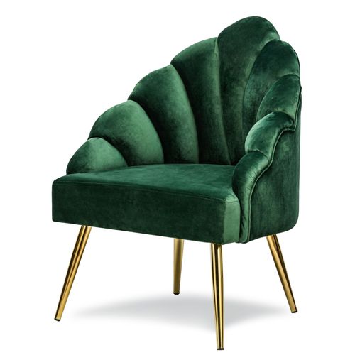 Nordlys - Fauteuil De Salon Design Pieds Metal Velours Vert