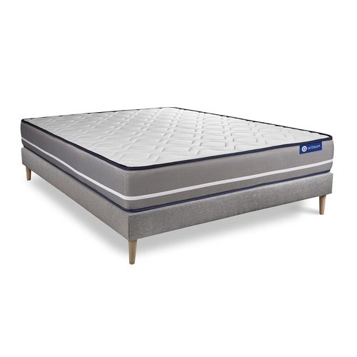 Ensemble Matelas Ressorts Ensaches Actiflex Pur 140x200cm 3zones De Confort + Sommier Kit Gris