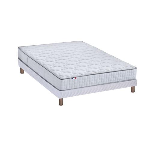 Ensemble Matelas Ressort Mémoire Forme Sommier Blanc 140x190