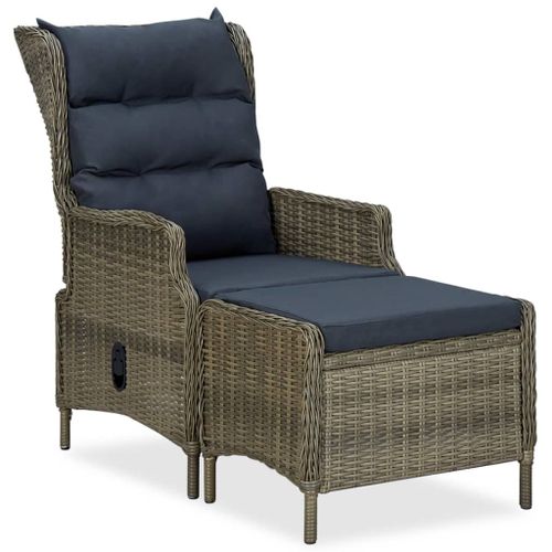 Vidaxl Chaise Inclinable De Jardin Avec Tabouret Résine Tressée Marron
