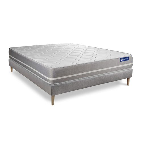 Ensemble Matelas Ressorts Ensaches Actiflex Touch 180x200 3zones De Confort + Sommier Kit Gris