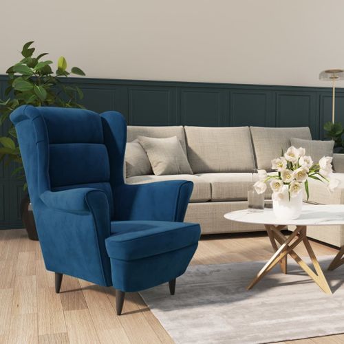 Vidaxl Fauteuil Bleu Velours