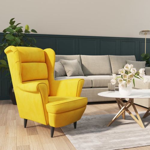 Vidaxl Fauteuil Jaune Moutarde Velours