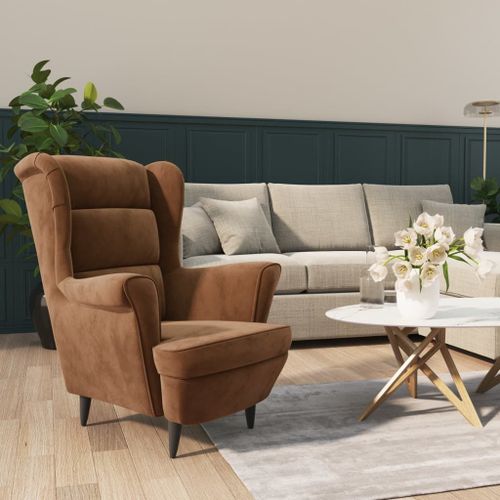 Vidaxl Fauteuil Marron Velours