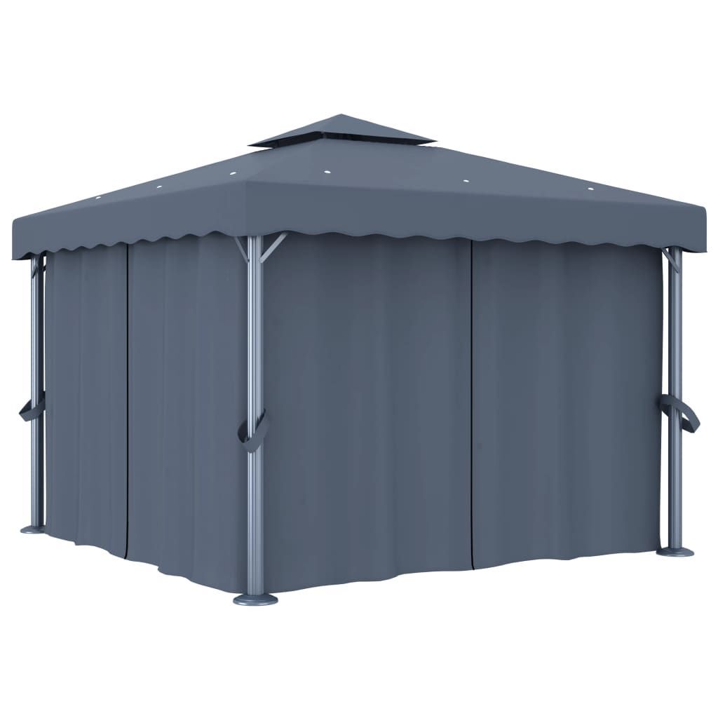 Vidaxl Tonnelle Avec Rideau 3x3 M Anthracite Aluminium