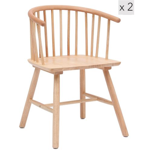 Lot De 2 Chaises En Bois Massif Naturel