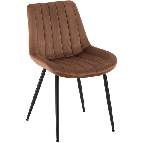 Chaise De Salle À Manger Avec Pieds Métal Assise En Velours Marron