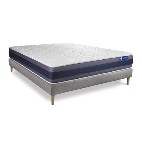 Ensemble Matelas Memoire De Forme Actimemo Morpho 200x200 Maxi Epaisseur 5zones De Confort + Sommier Kit Gris