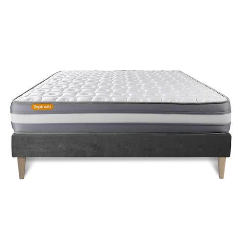 Matelas + Sommier Kit Gris 140x190 Memo Plus Memoire De Forme