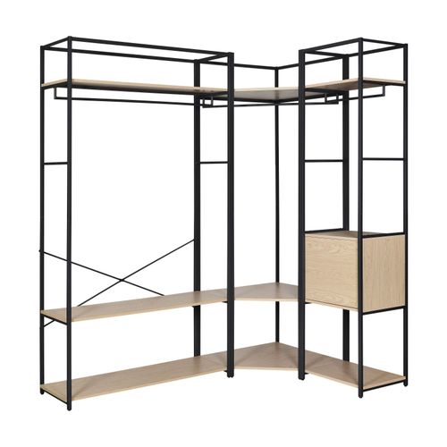 Portants Vêtements Bois Et Métal Noir Avec Module Fermé - Lot De 3