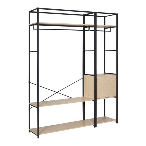 Portants Vêtements En Bois Et Métal Noir Avec Module Fermé - Lot De 2