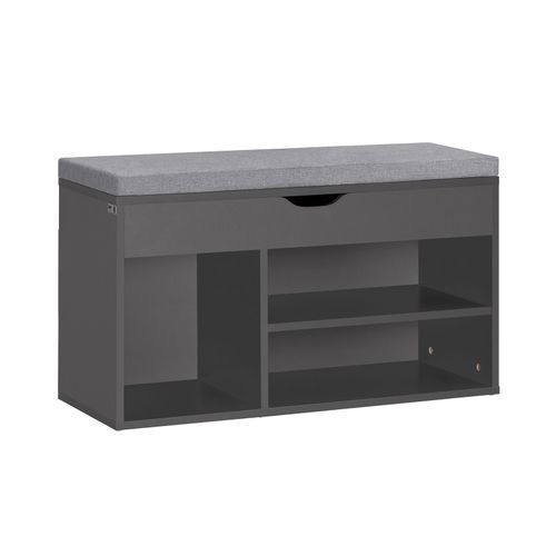 Sobuy Fsr45-Dg Banc De Rangement À Chaussures Bottes Avec Coussin Rembourrémeuble D'entrée Confortable Etagère À Chaussures