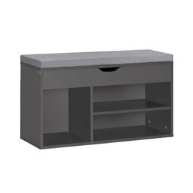 Sobuy Fsr45-Dg Banc De Rangement À Chaussures Bottes Avec Coussin Rembourrémeuble D'entrée Confortable Etagère À Chaussures