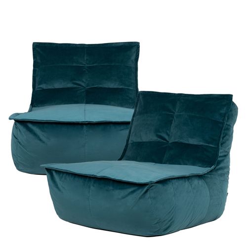 Pouf Modulable Sofa Velours, 2 Pièces, Vert Canard